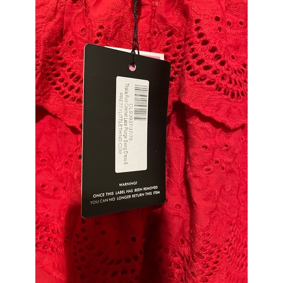 Red crochet lace plunge Swing Dress NWT - Picture 6 of 7